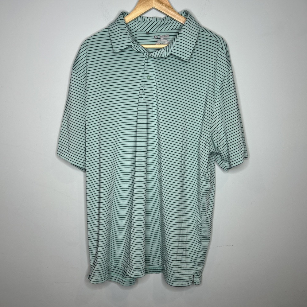 Under Armour Heat Gear Mens 3XL Green & Black Golf Active Casual Polo Shirt Logo